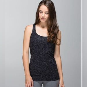 Lululemon Cool Racerback Tank Top Petal Camo Printed Black Deep Coal Floral
